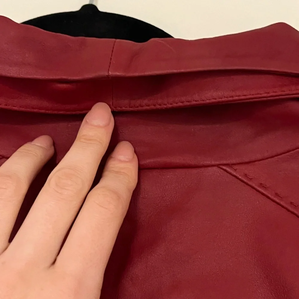 NWOT 🔥Vince Leather Moto Jacket Red X LARGE Womens Zip Up Layered - Picture 6 of 10